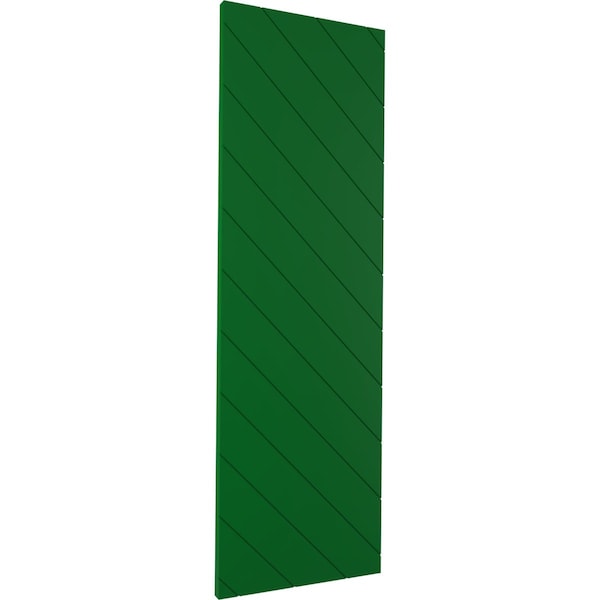 18W X 64H True Fit PVC Diagonal Slat Modern Style Fixed Mount Shutters, Viridian Green